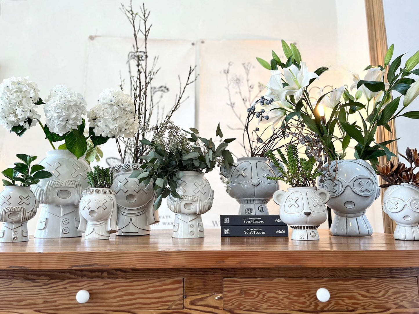 Florero Panda Atómica del Imaquinario de Yute y Tocuyo, mediano