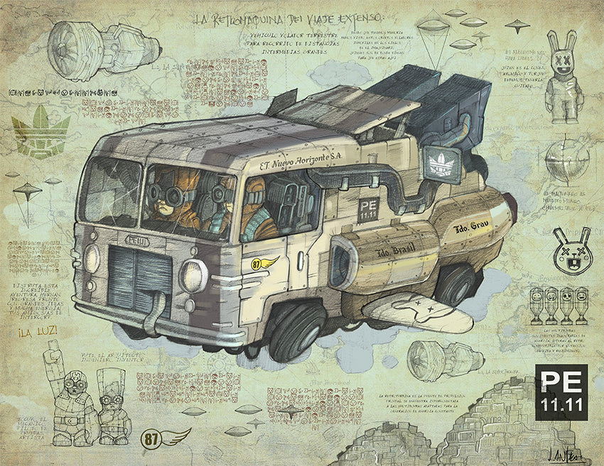 La Retro Máquina de Viaje Extenso, grabado en edición limitada