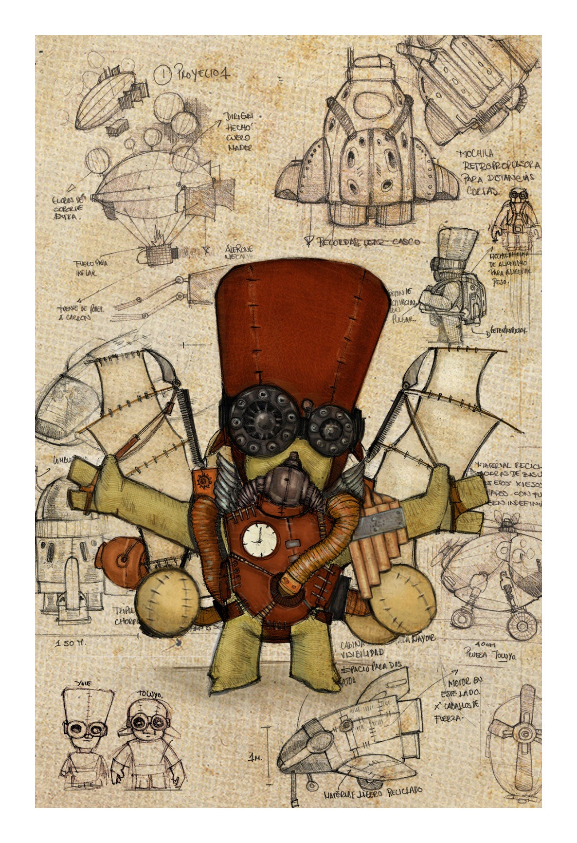 YUTE STEAMPUNK, grabado edición limitada